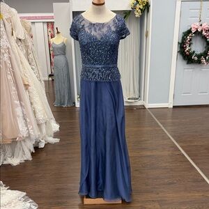 Navy Blue Beaded Maxi Dress